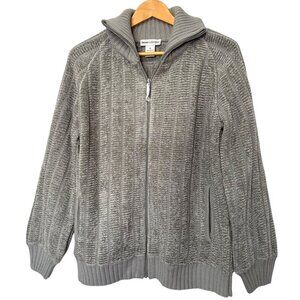 Drapers and Damons Gray Sweater Jacket Full Zip Womens Size Medium NWOT
